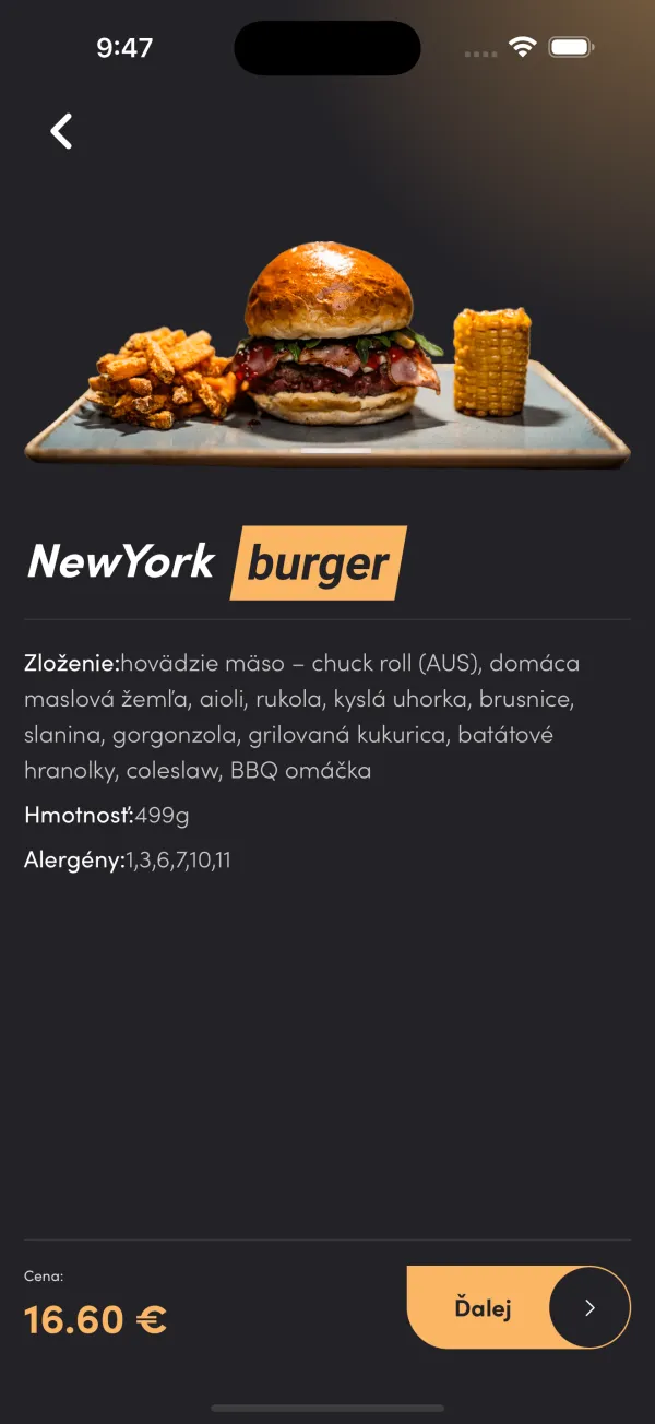 Hajcer — detail burgeru so zložením, alergénmi a cenou