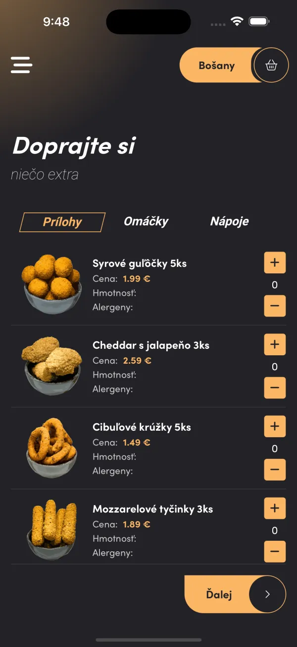 Hajcer — prílohy k objednávke s možnosťou upraviť množstvo